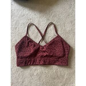 GAPFIT Maroon Cheetah Sports Bra Adjustable Blackout Technology Padded